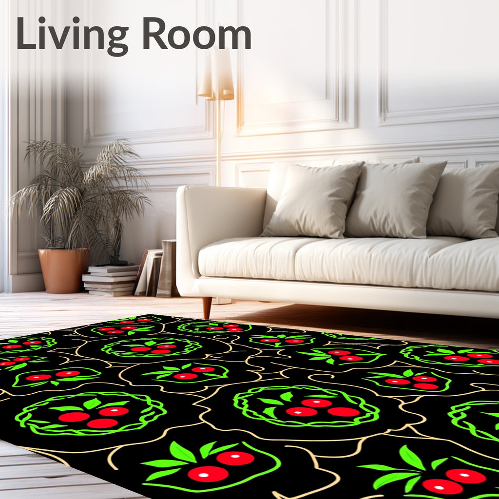 Black Berry Vine Garland Rug