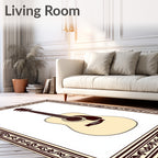 Classic Acoustic Guitar Ivory Red Border Rug