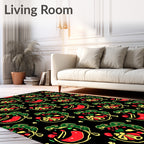 Whimsical Red Green Abstract Forms Rug
