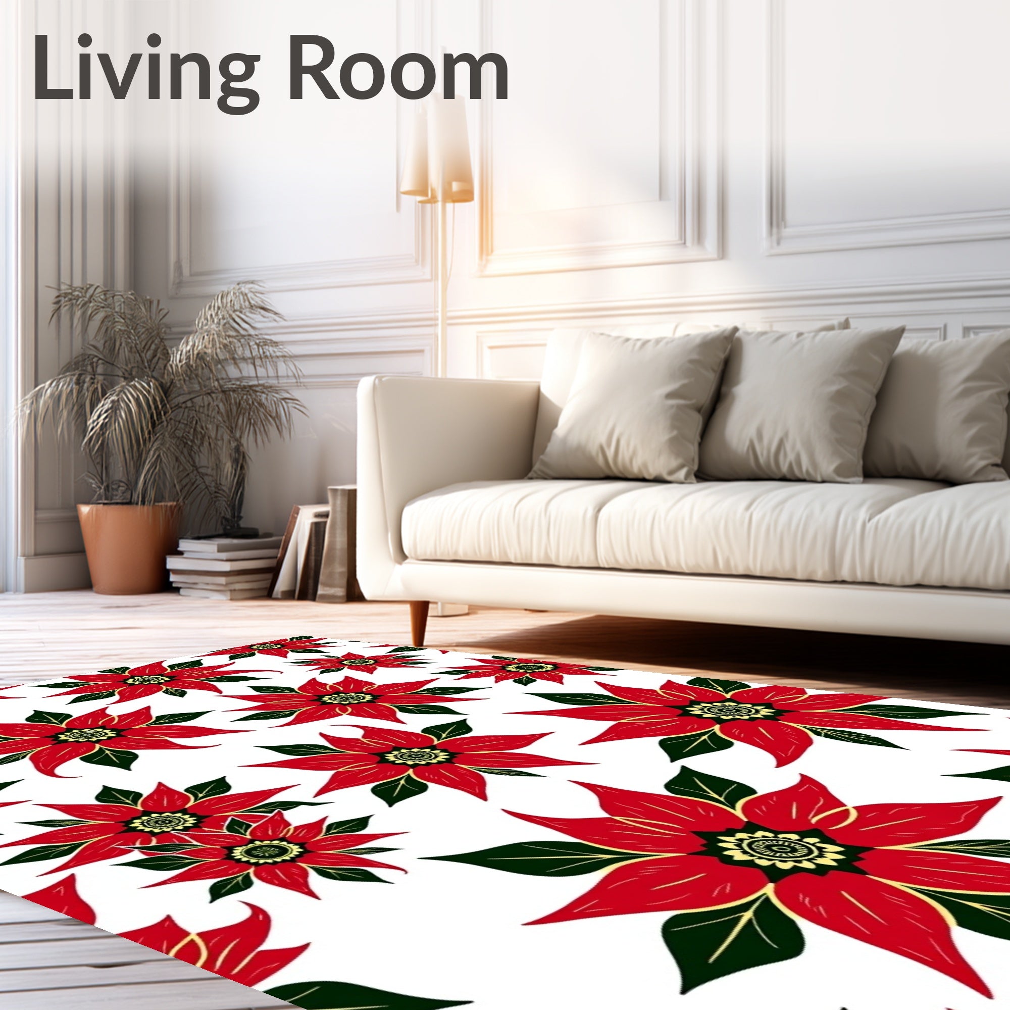 Bold Red Floral Medallion Repeat Rug
