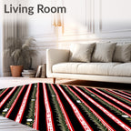 Diagonal Red White Striped Laurel Circles Rug