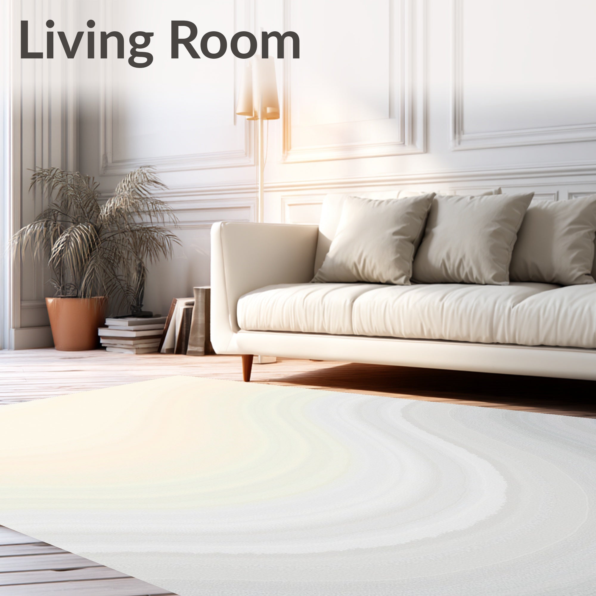 Soft Cream And Gray Wave Texture Rug
