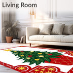 Festive Red and Gold Christmas Tree Rug