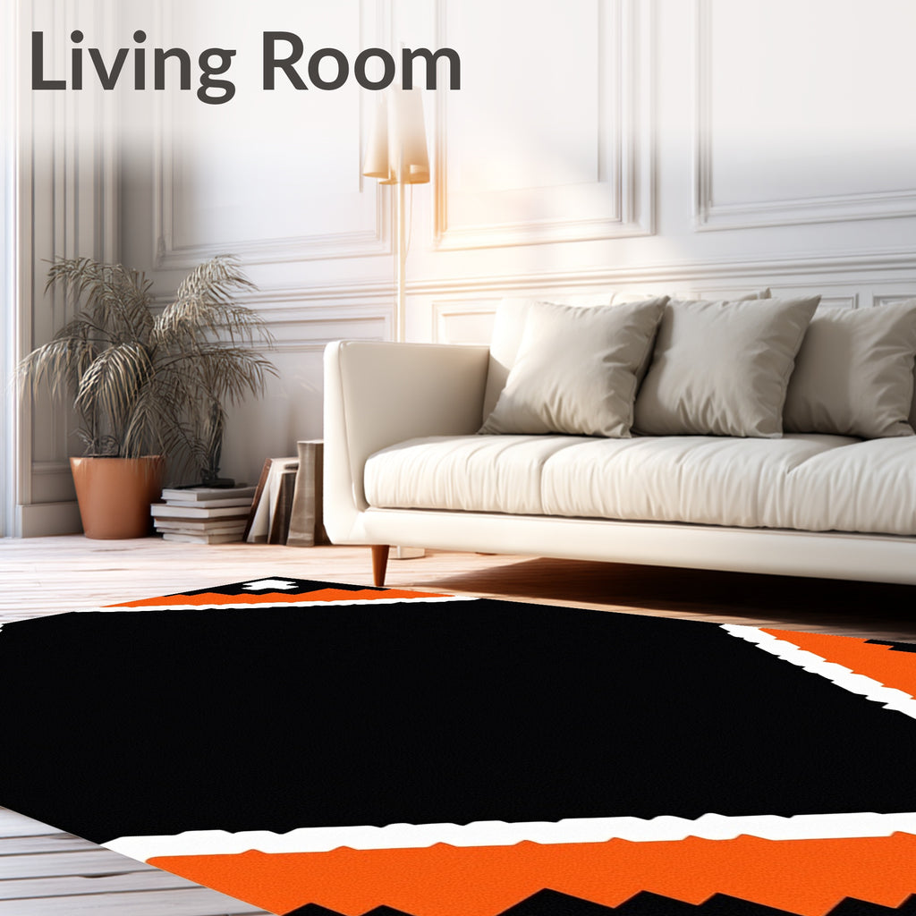 Bold Orange Chevron Diamond Rug