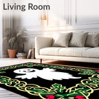 Whimsical White Ghost Holly Border Rug