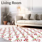 Red Green Playful Strokes Abstract Rug