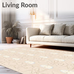 Cream and Gold Rococo Floral Rug
