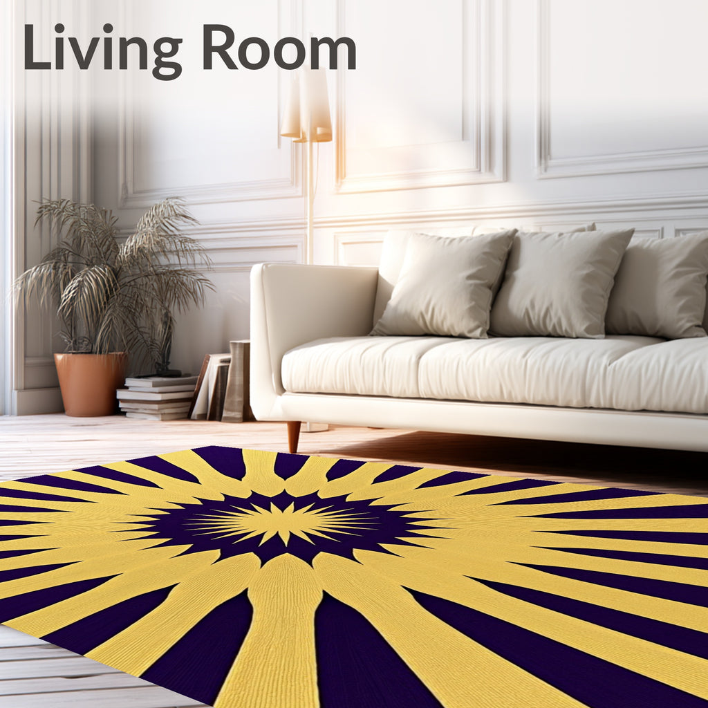 Radiant Sunburst Yellow Purple Rug