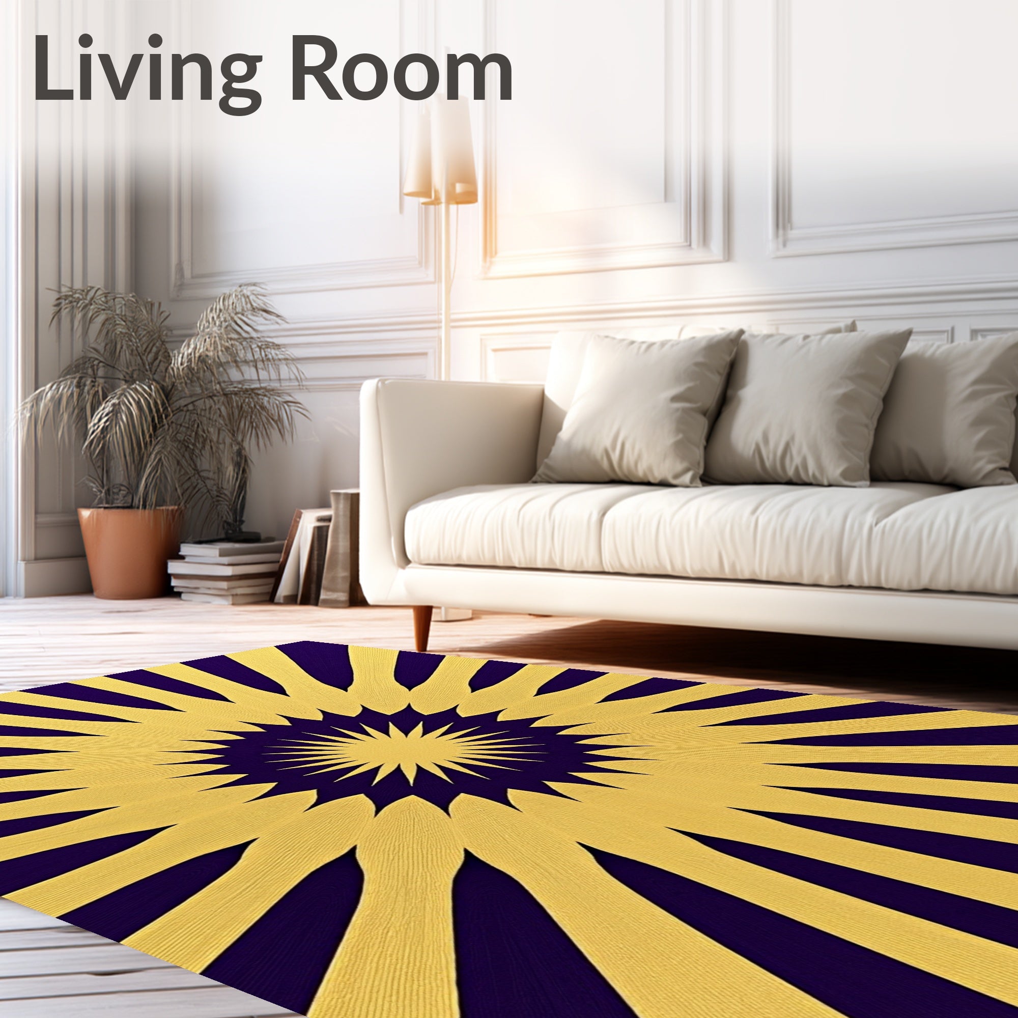Radiant Sunburst Yellow Purple Rug