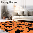Black Cats And Pumpkins Halloween Rug