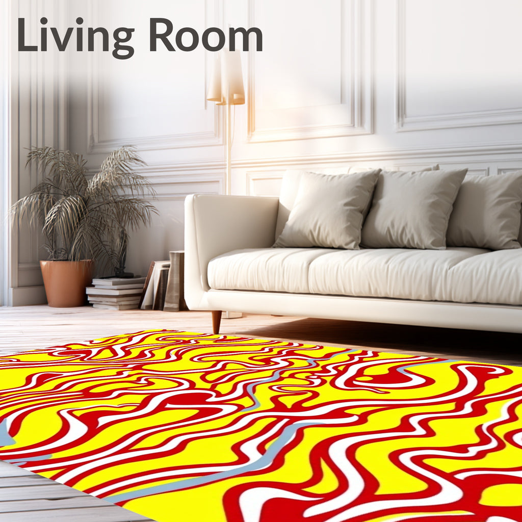 Bold Red Yellow Swirls Rug