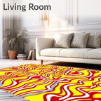 Bold Red Yellow Swirls Rug