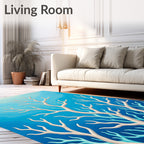 Ivory Coral Azure Oceanic Branches Rug