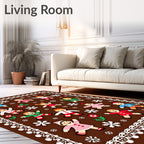Festive Gingerbread Figures Snowy Scene Rug