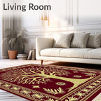 Golden Tree of Life Burgundy Rug