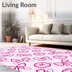 Pink Bows Abstract Circular Forms Rug