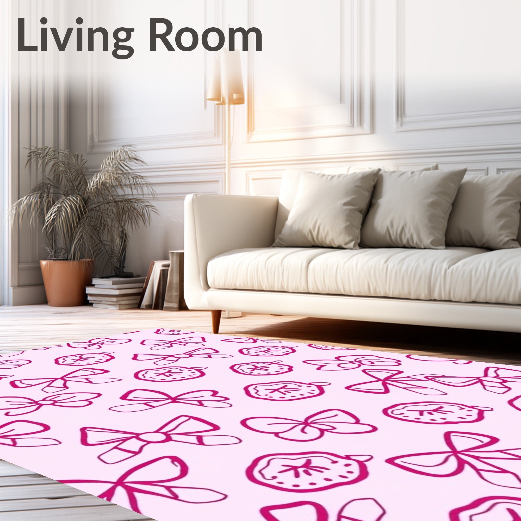 Pink Bows Abstract Circular Forms Rug