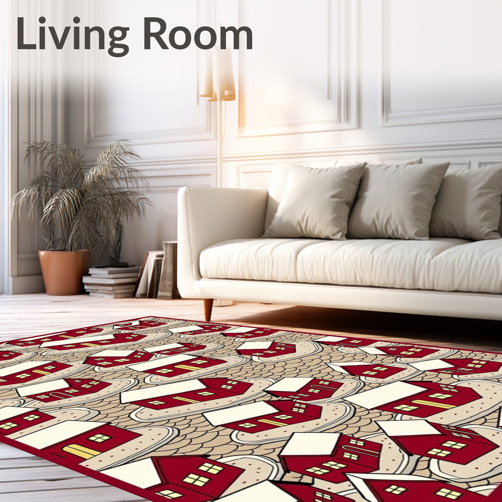 Crimson Townhouse Cluster Rug