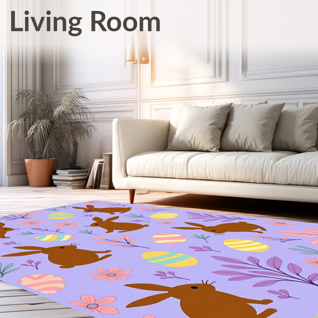 Brown Bunny Easter Egg Meadow Rug
