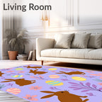 Brown Bunny Easter Egg Meadow Rug