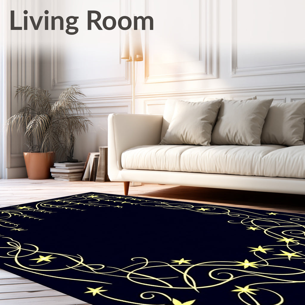 Art Nouveau inspired Golden Vine Stars Rug