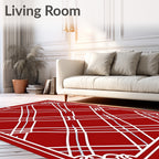Bold Red White Intersecting Lines Rug