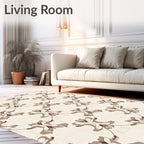 Creamy White Abstract Bloom Lattice Rug