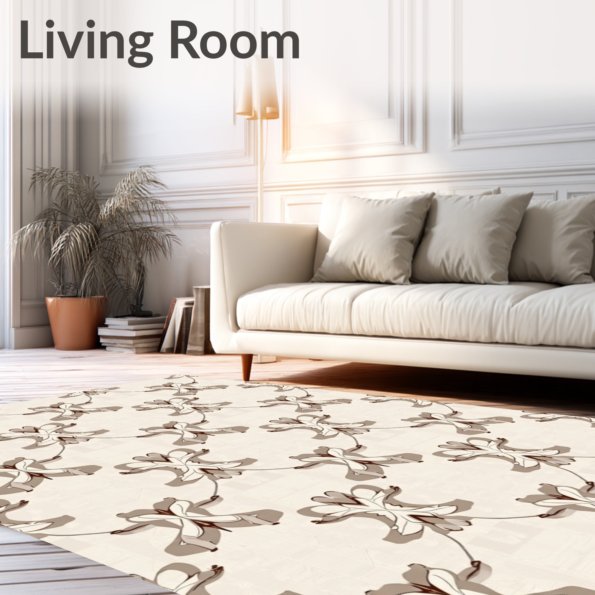 Creamy White Abstract Bloom Lattice Rug