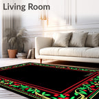 Crimson Green Cherry Blossom Frame Art Rug