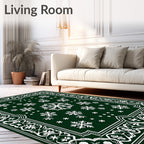 Green Snowflake Mandala Border Rug