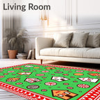 Gingerbread Houses Candy Festive Red Rug