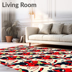Bold Red Black Yellow Abstract Forms Rug