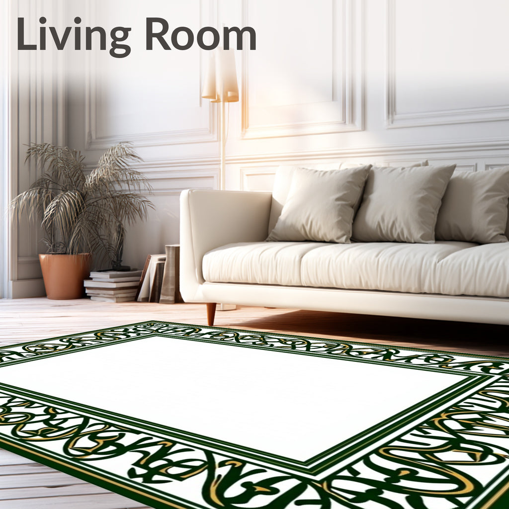 Dark Green Gold Celtic Knot Frame Rug