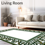 Dark Green Gold Celtic Knot Frame Rug