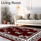 Deep Red Classic Floral Arch Rug