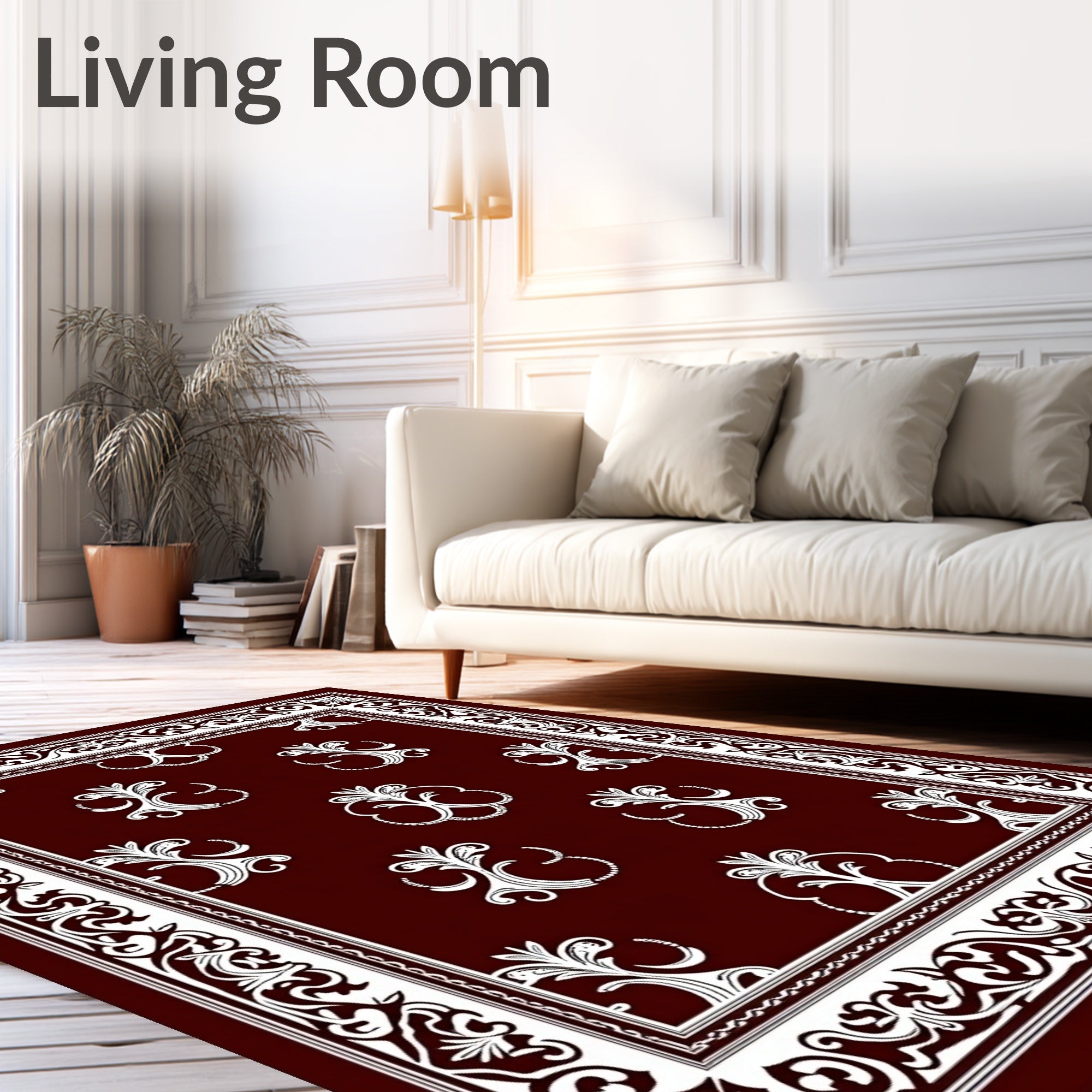 Deep Red Classic Floral Arch Rug