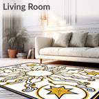 Gold Star Swirl Navy Outline Rug