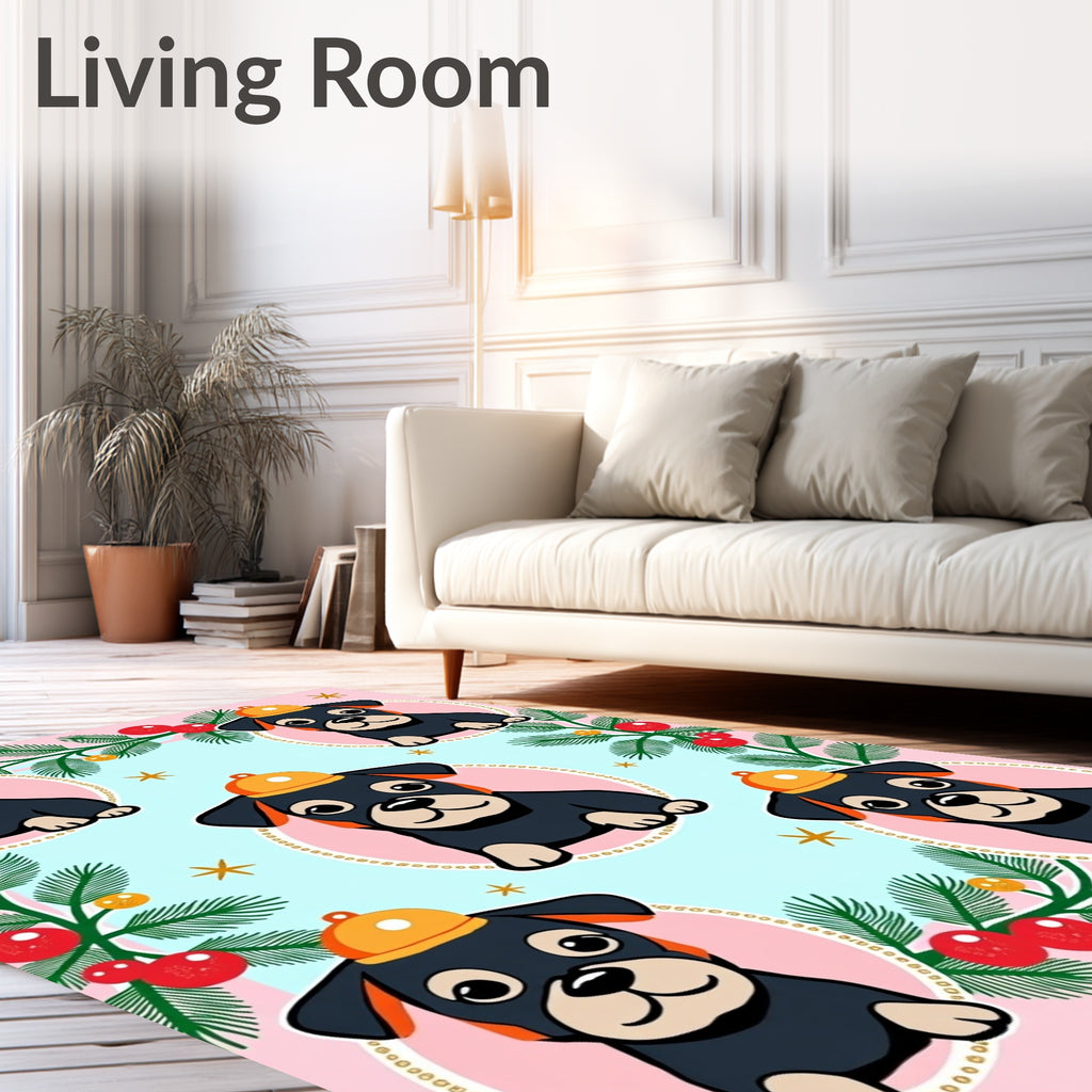 Cute Puppy With Orange Hat Garland Rug