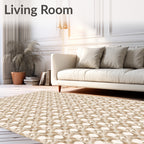 Tan Woven Lattice Medallion Rug