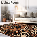Bold Tawny Tribal Swirl Rug