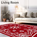 Crimson White Floral Medallion Rug