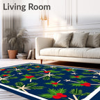 Festive Holly Berry Starry Navy Rug