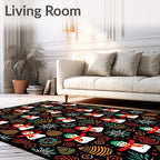 Cute Snowman Holiday Snowflakes Rug