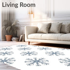 Ice Blue Snowflake Repeating Pattern Rug