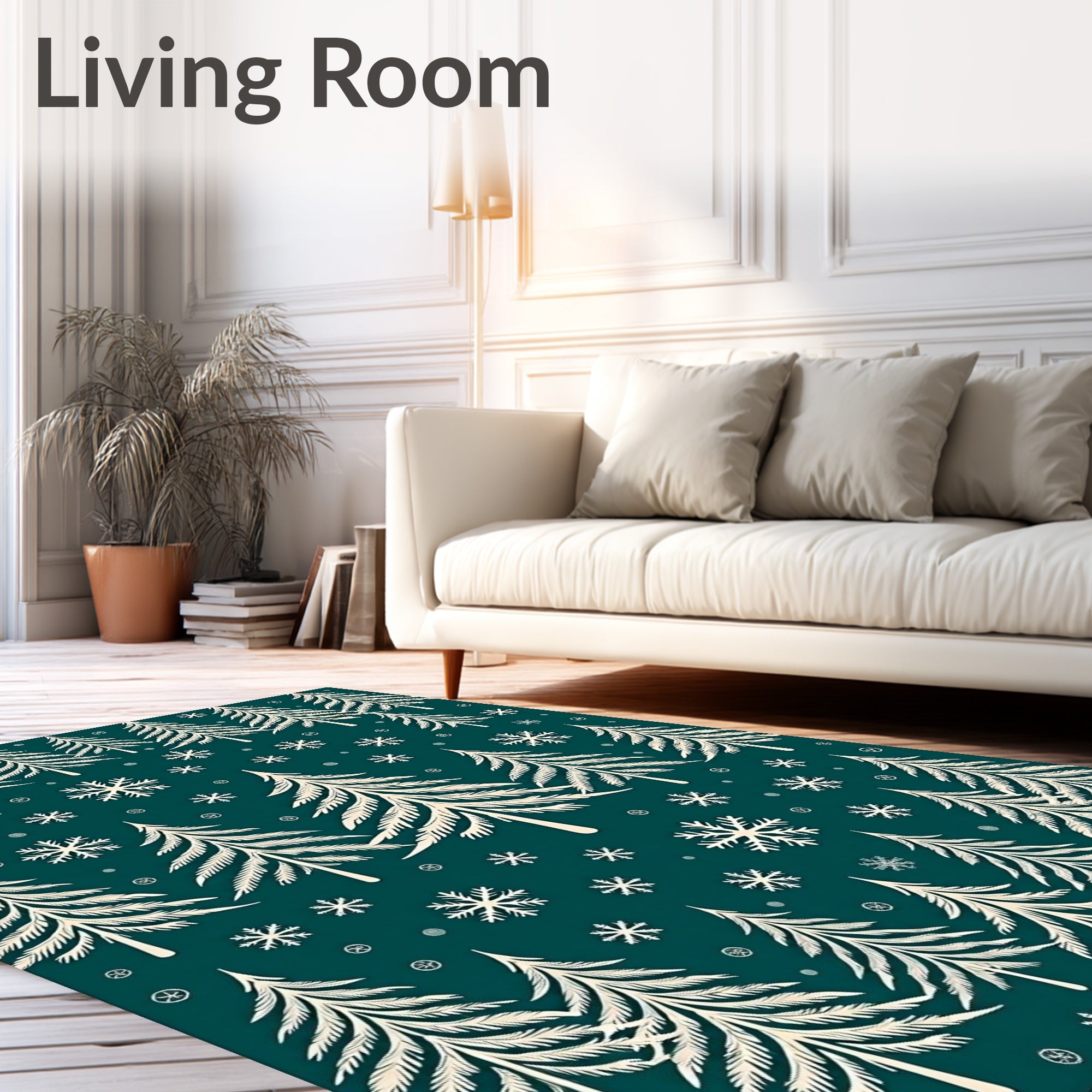 Winter Forest Snowflakes Repeating Pattern Rug