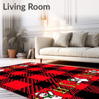 Red Black Buffalo Check Snowmen Rug