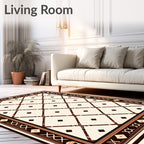 Ornate Cream Lattice Diamond Rug