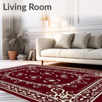 Deep Red Vintage Floral Medallion Rug