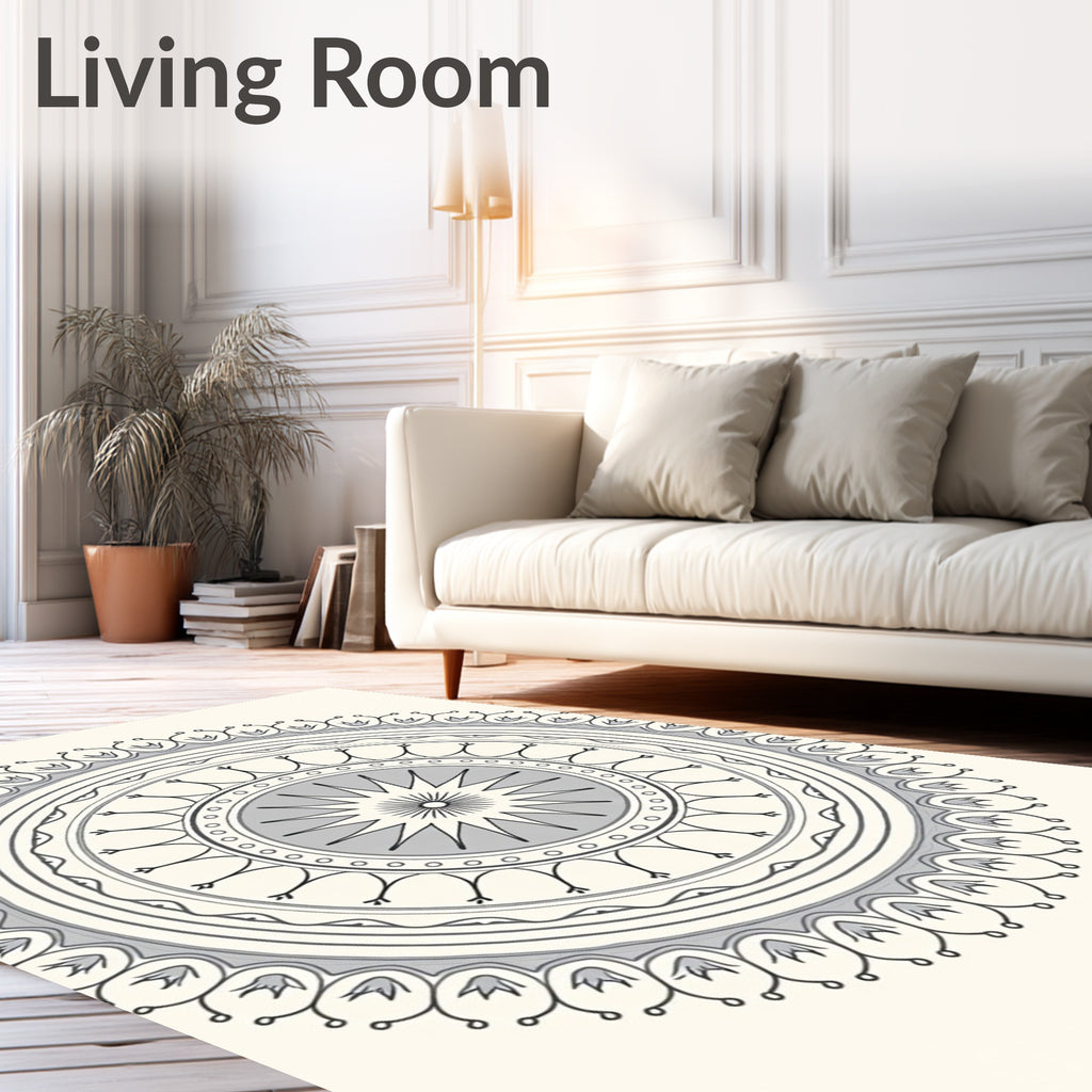 Gray Mandola Medallion Sunburst Rug