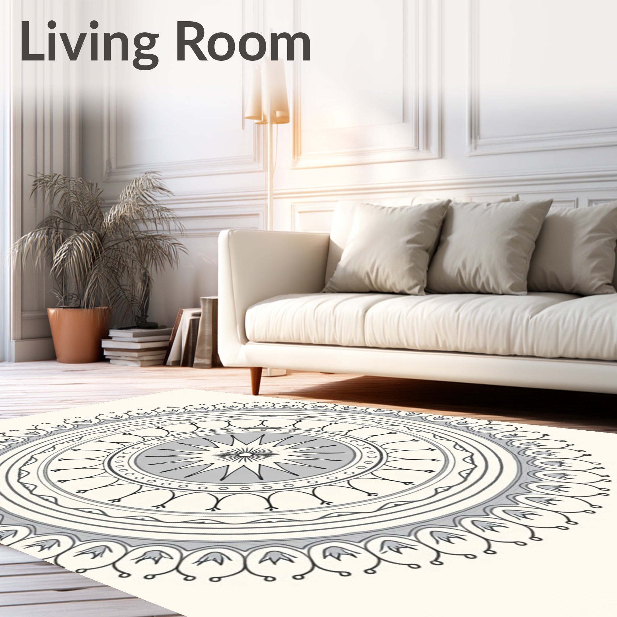 Gray Mandola Medallion Sunburst Rug